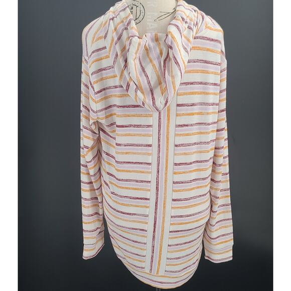 Market & Spruce Stitch Fix hooded knit striped top Sz Large office church casual - Picture 2 of 7